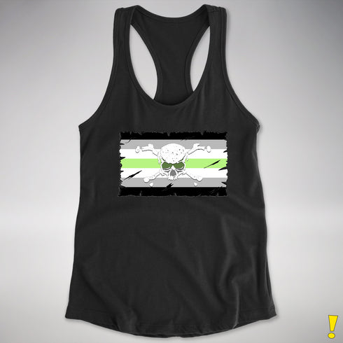 Agender Pride Pirate Flag Racerback Tank - Black